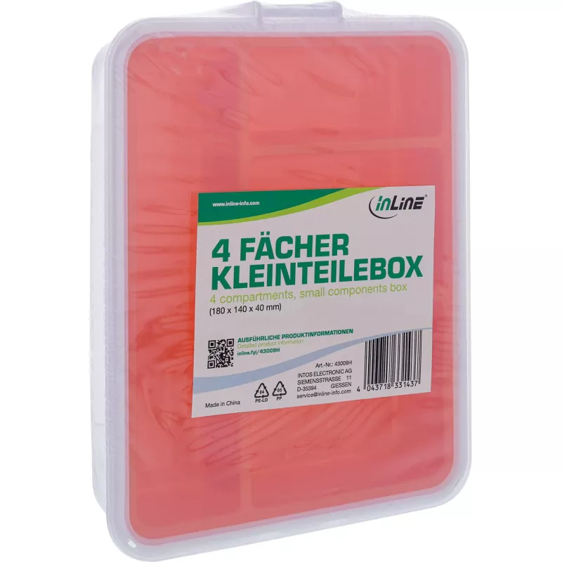 InLine scatola portaminuteria, 4 scomparti, 180x140x40mm, arancione