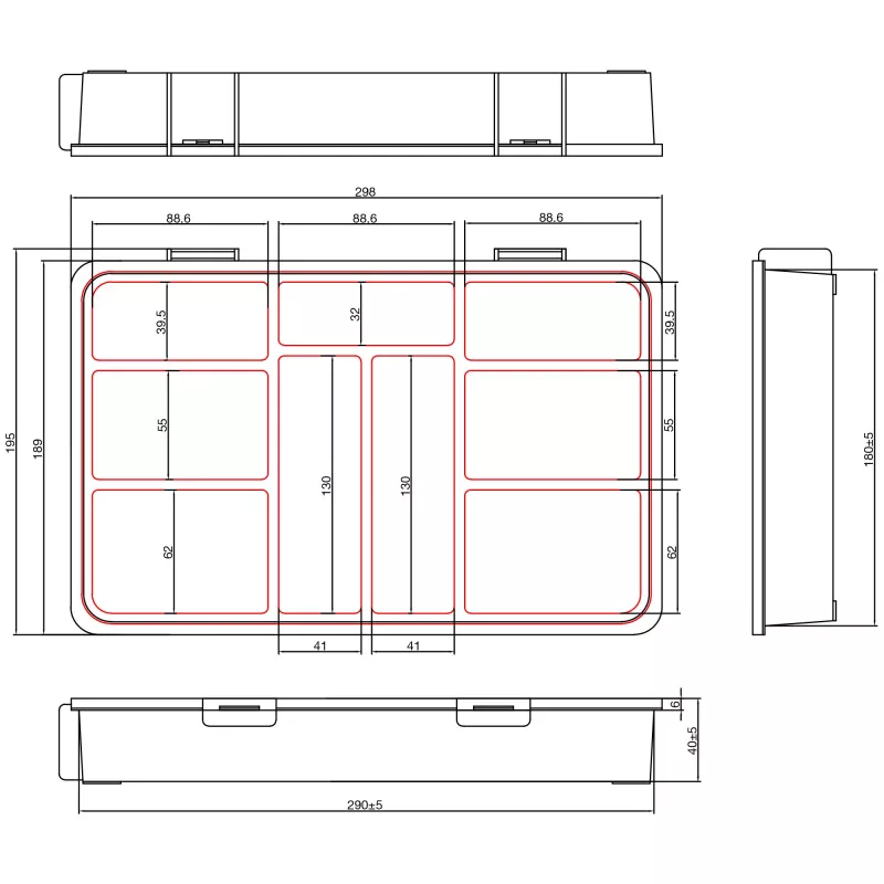 InLine scatola portaminuteria, 9 scomparti, 290x185x45mm, arancione