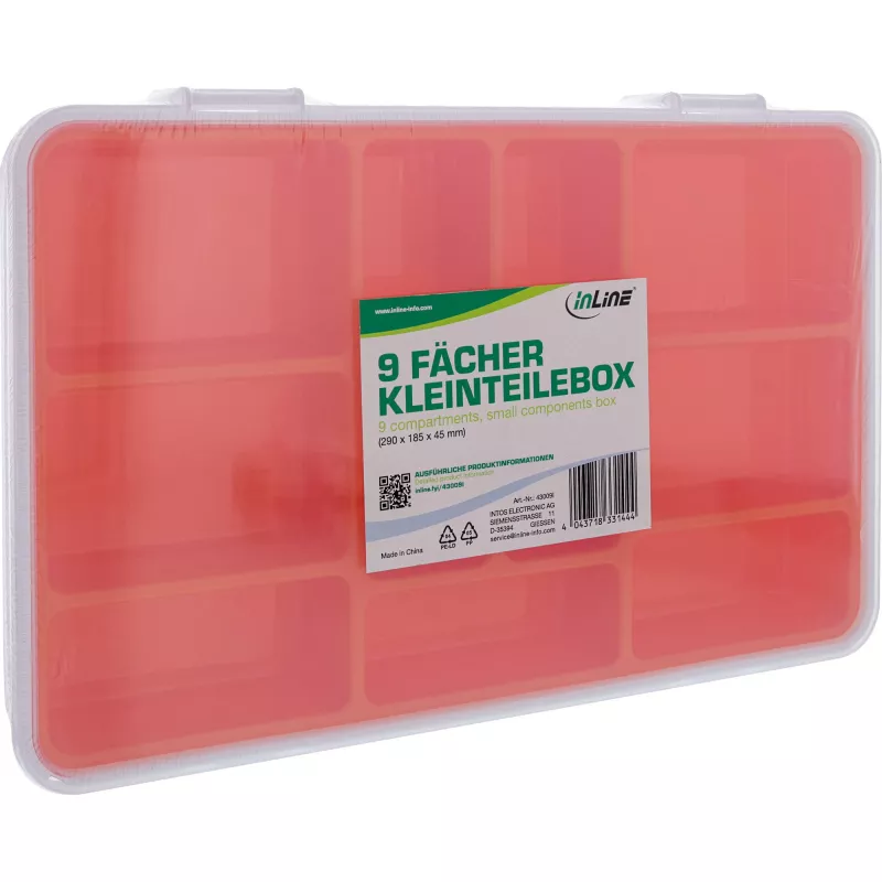 InLine scatola portaminuteria, 9 scomparti, 290x185x45mm, arancione