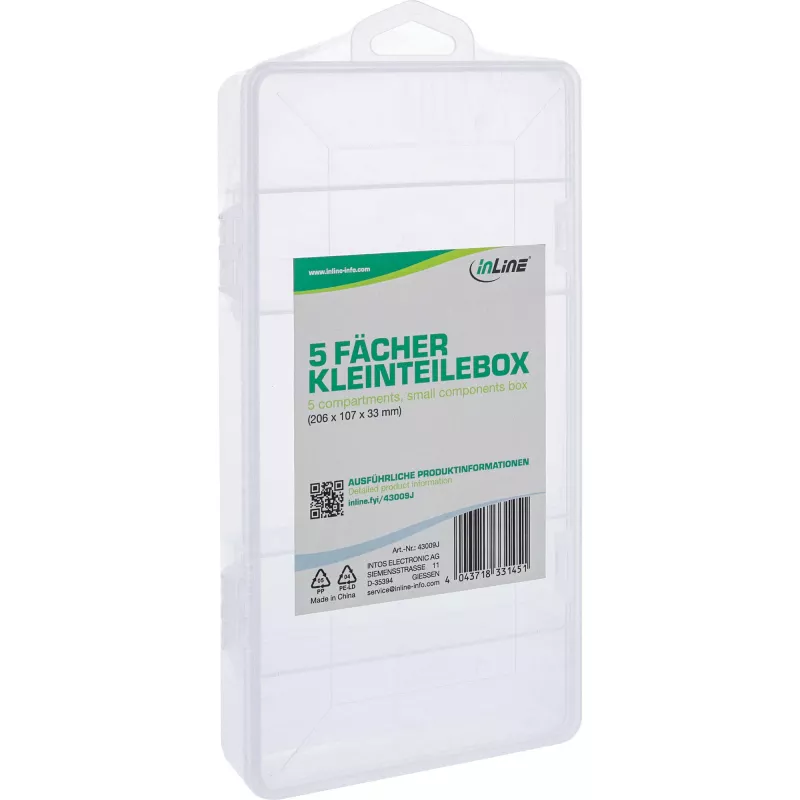 InLine scatola portaminuteria, 5 scomparti, 206x107x33mm, trasparente