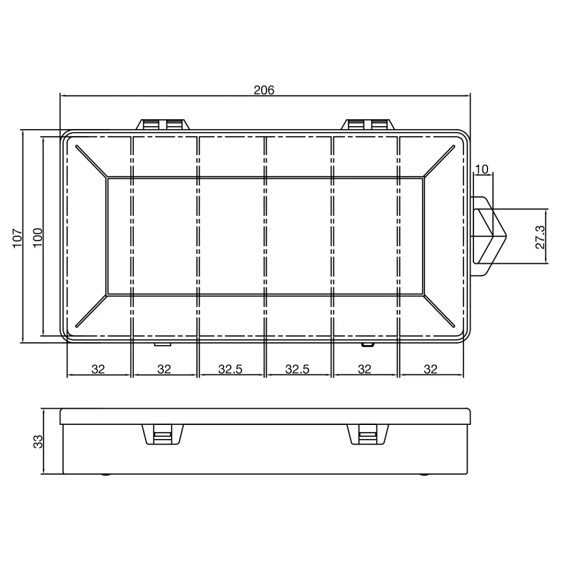 InLine scatola portaminuteria, 6 scomparti, 206x107x33mm, trasparente