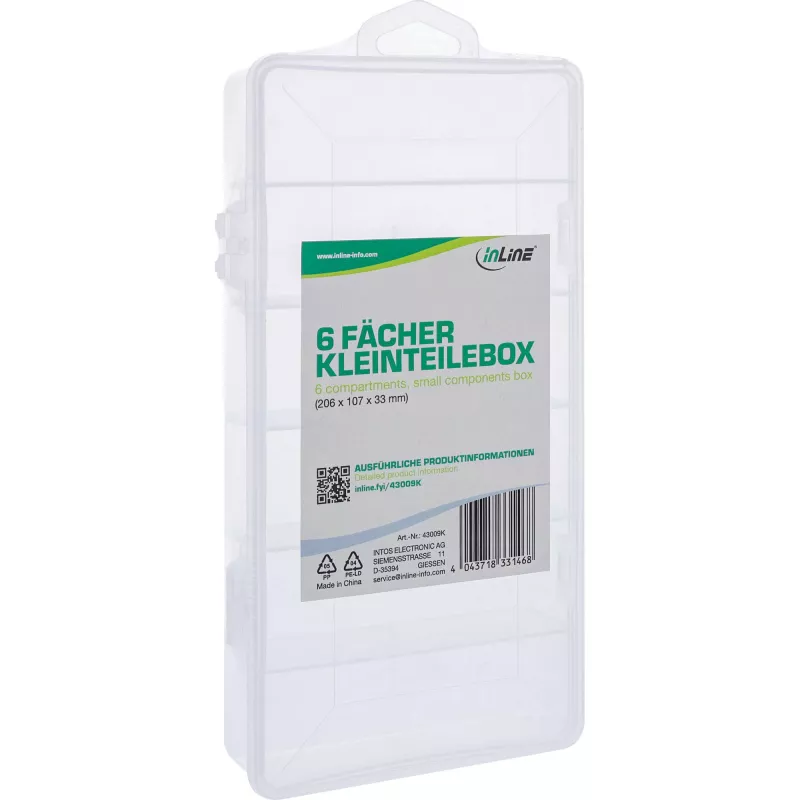 InLine scatola portaminuteria, 6 scomparti, 206x107x33mm, trasparente