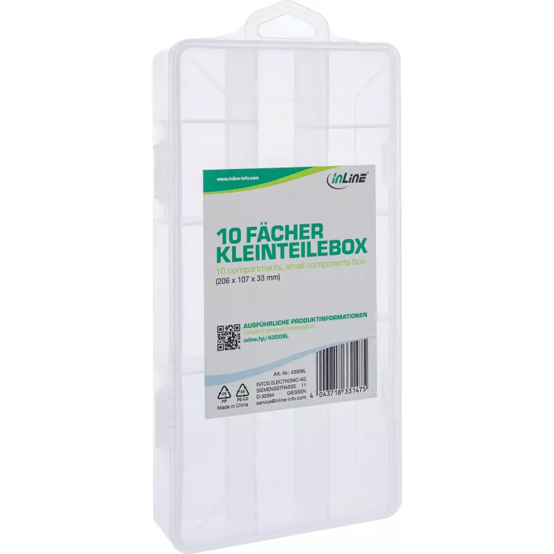 InLine scatola portaminuteria 10 scomparti 206x107x33mm, trasparente