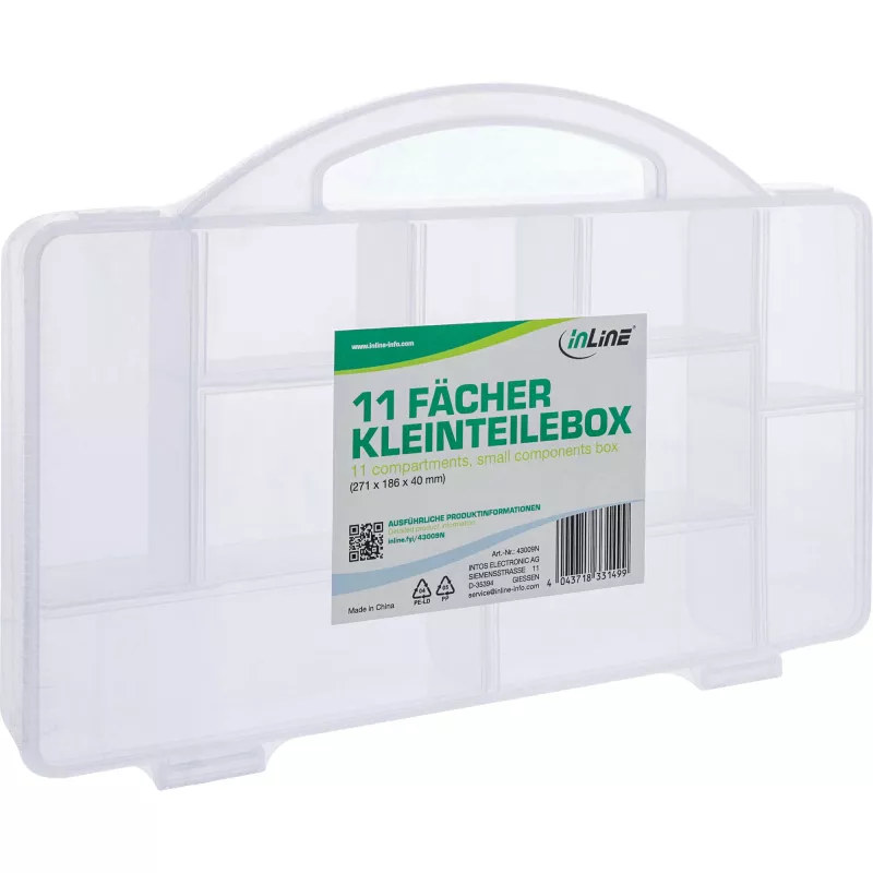 InLine scatola portaminuteria, 11 scomparti, 271x186x40mm, trasparente