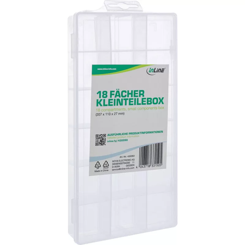 InLine scatola portaminuteria, 18 scomparti, 207x110x27mm, trasparente