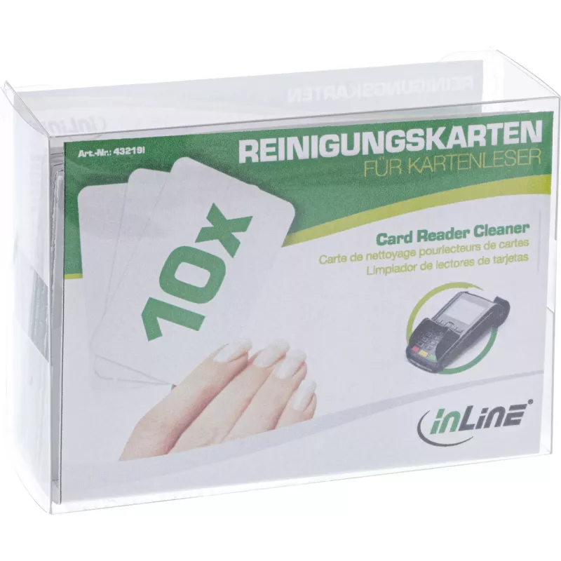 Schede di pulizia per lettori di carte magnetiche InLine 10 pezzi — bianco, per punti difficili da raggiungere