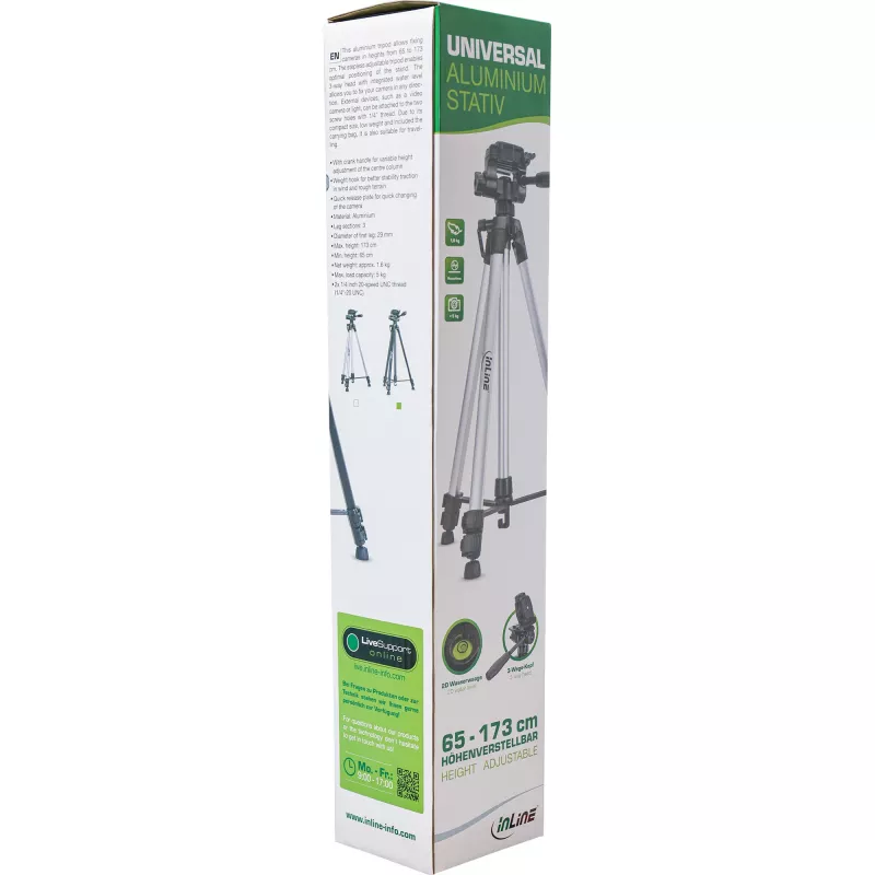 InLine treppiede professionale leggero argento portata 5 kg altezza 173 cm