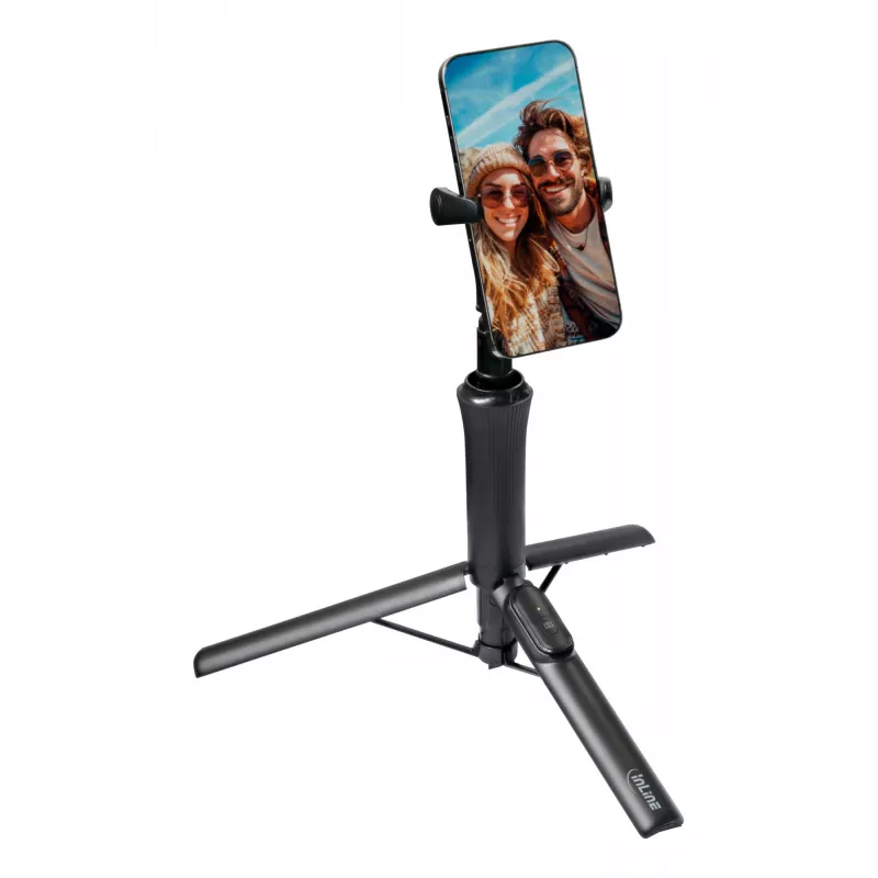 Treppiede selfie stick InLine 48091 con telecomando Bluetooth – supporto smartphone estensibile