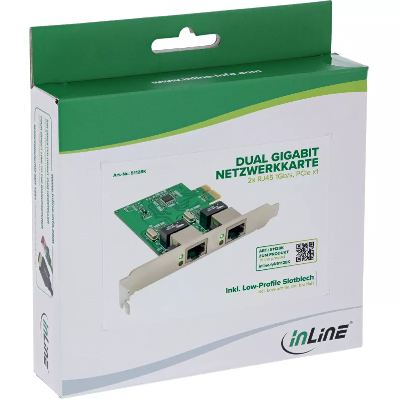 Scheda di rete InLine 51128K Dual Gigabit 2x RJ45 PCIe x1