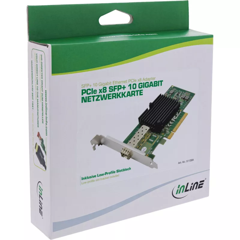 InLine scheda di rete 10 Gigabit, 1x SFP+, PCIe x8, incl. staffa low profile