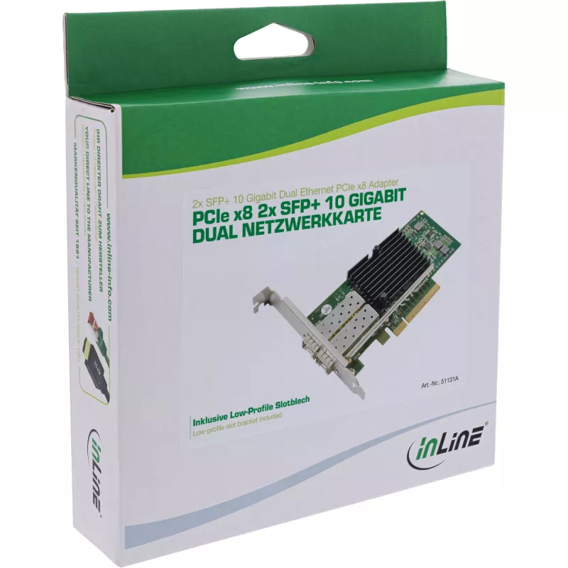 InLine scheda di rete Dual 10 Gigabit, 2x SFP+, PCIe x8, incl. staffa LP