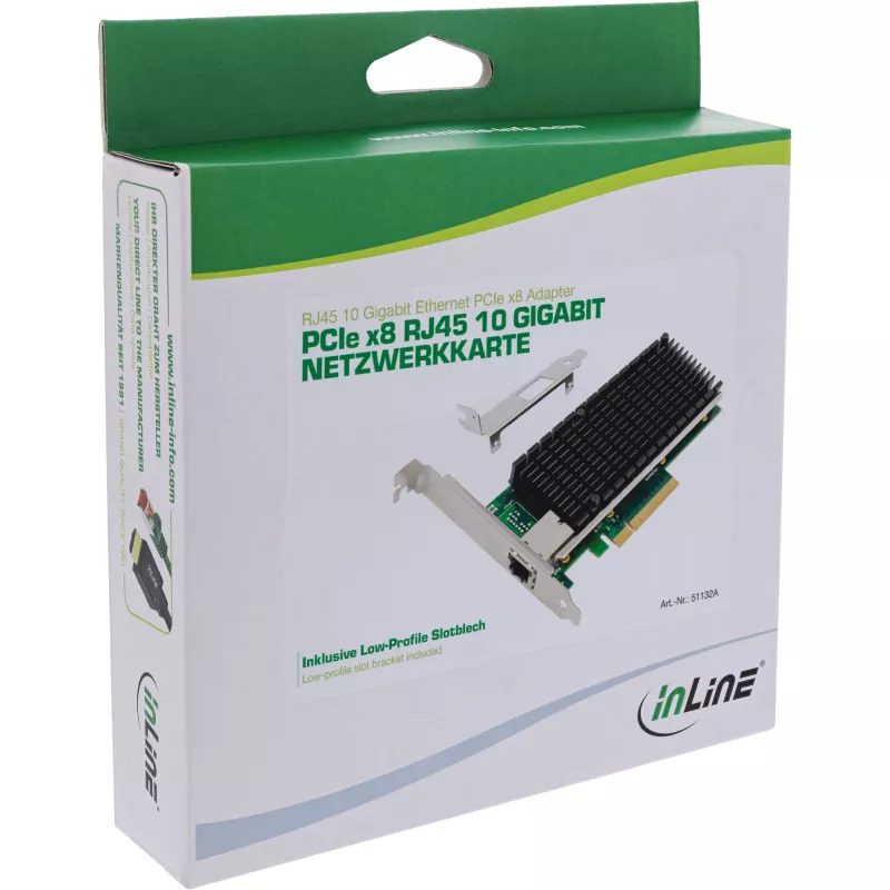 InLine scheda di rete 10-Gigabit, 1x RJ45 10Gb/s, PCIe x8, incl. staffa LP