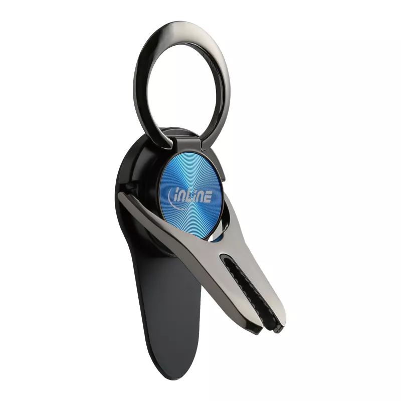 InLine supporto auto 3-in-1 per smartphone, stand, anello per dita, blu