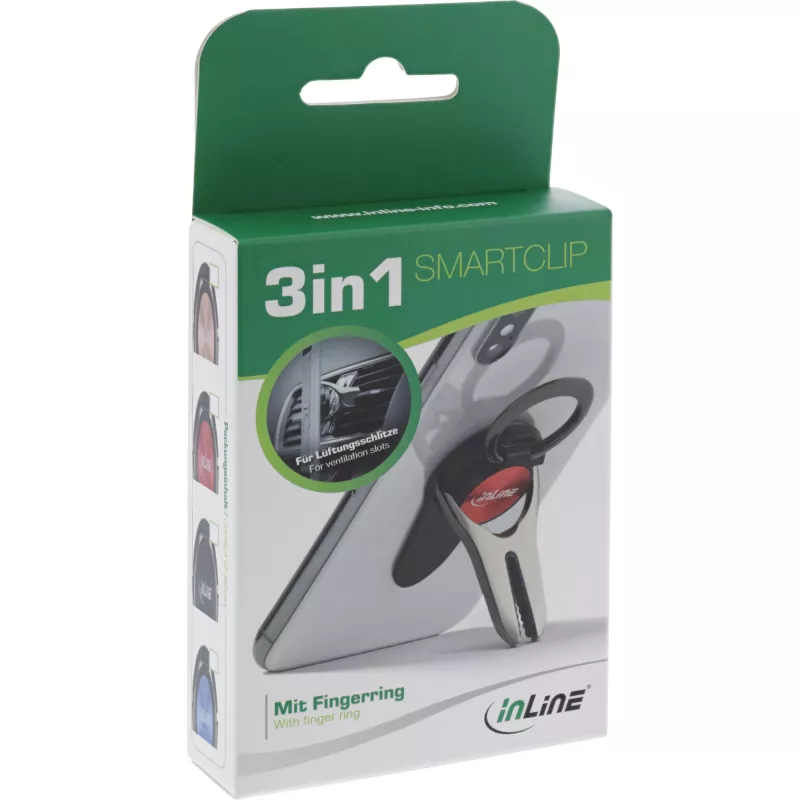 InLine supporto auto 3-in-1 per smartphone, stand, anello per dita, oro rosa