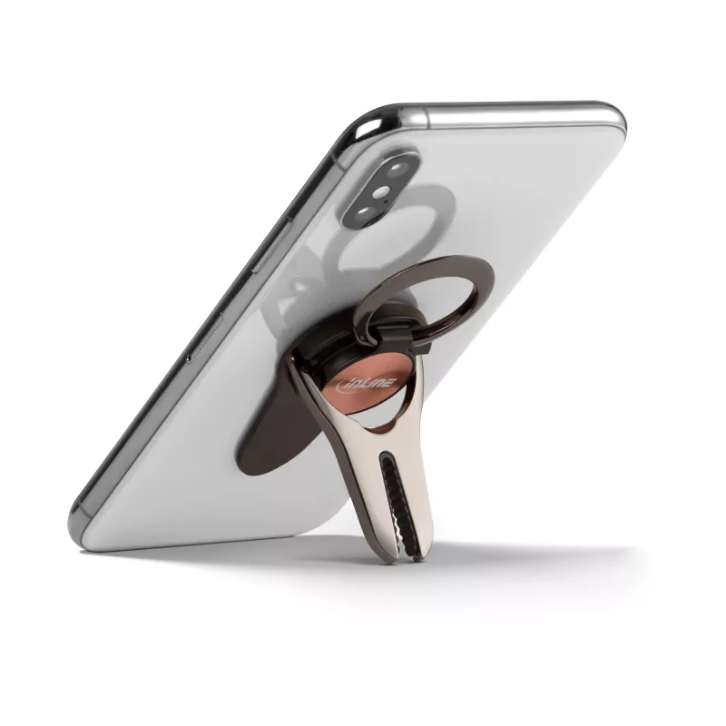 InLine supporto auto 3-in-1 per smartphone, stand, anello per dita, oro rosa