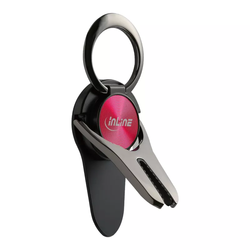 InLine supporto auto 3-in-1 per smartphone, stand, anello per dita, rosso
