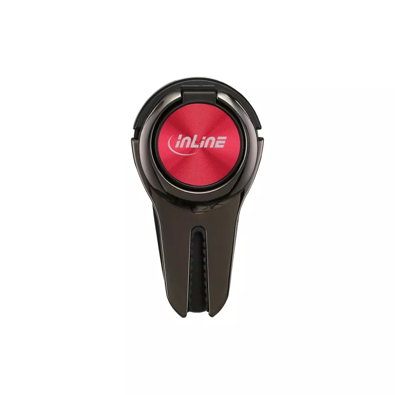 InLine supporto auto 3-in-1 per smartphone, stand, anello per dita, rosso