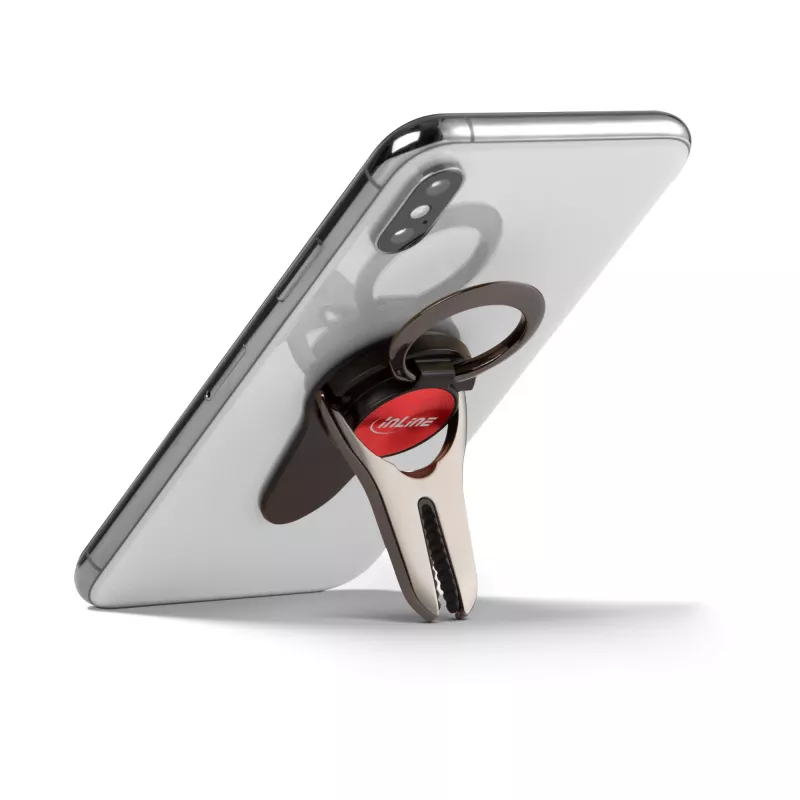 InLine supporto auto 3-in-1 per smartphone, stand, anello per dita, rosso