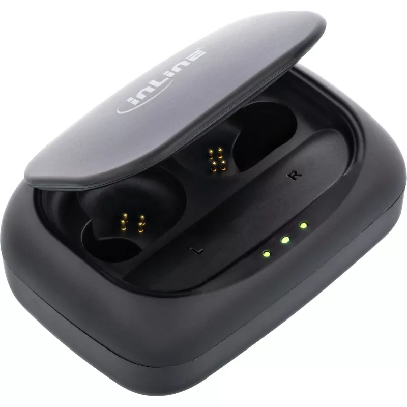 InLine PURE Air TWS, cuffie in-ear Bluetooth con custodia Qi e powerbank