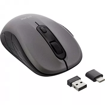 InLine mouse 3-in-1, Bluetooth + 2x 2,4 GHz, 5 tasti, ottico, grigio/nero