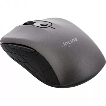 InLine mouse 3-in-1, Bluetooth + 2x 2,4 GHz, 5 tasti, ottico, grigio/nero