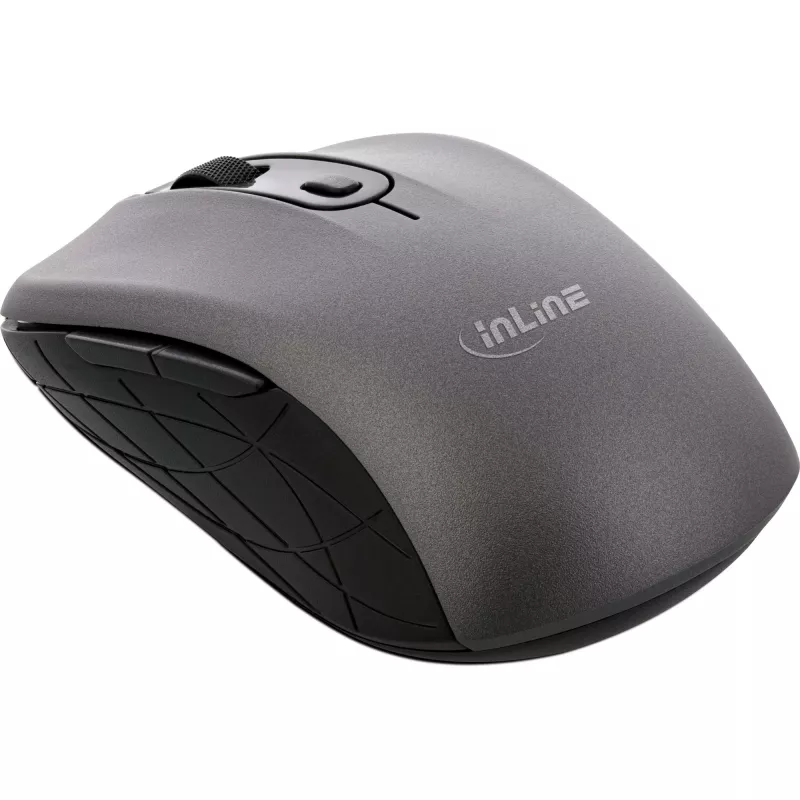 InLine mouse 3-in-1, Bluetooth + 2x 2,4 GHz, 5 tasti, ottico, grigio/nero