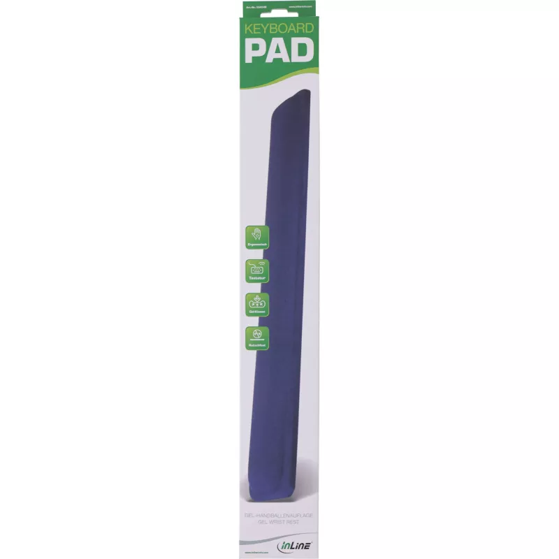 InLine Poggiapolsi in gel per tastiera, blu, 464x60x23 mm