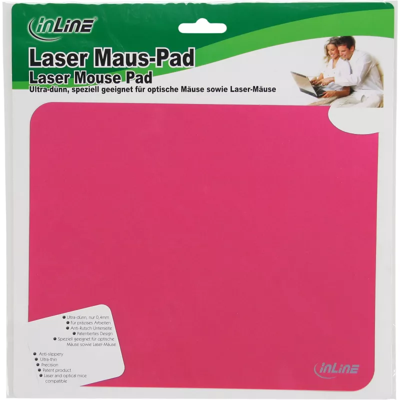 Tappetino mouse InLine 55456R laser ultraleggero rosso 220x180x0,4mm