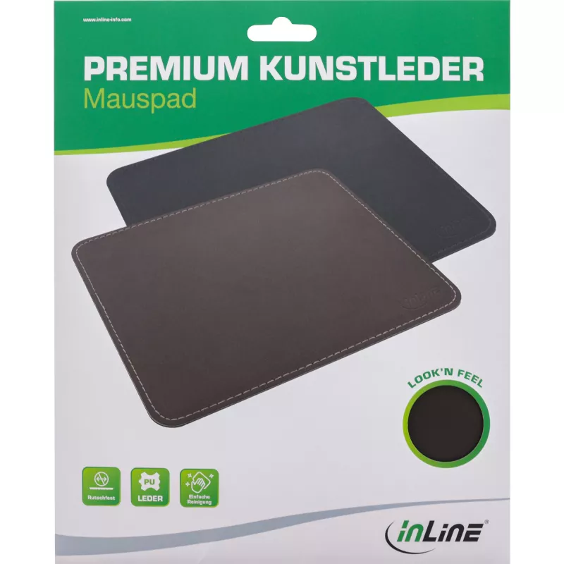 Tappetino mouse InLine Premium in pelle PU 255x220x3mm marrone