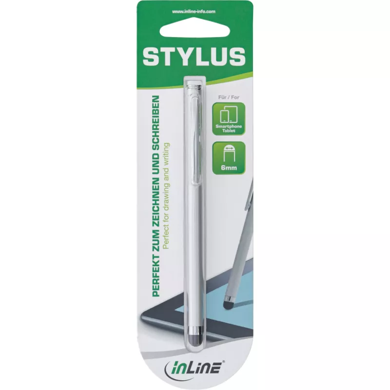 InLine stylus, penna per touchscreen di smartphone e tablet, argento