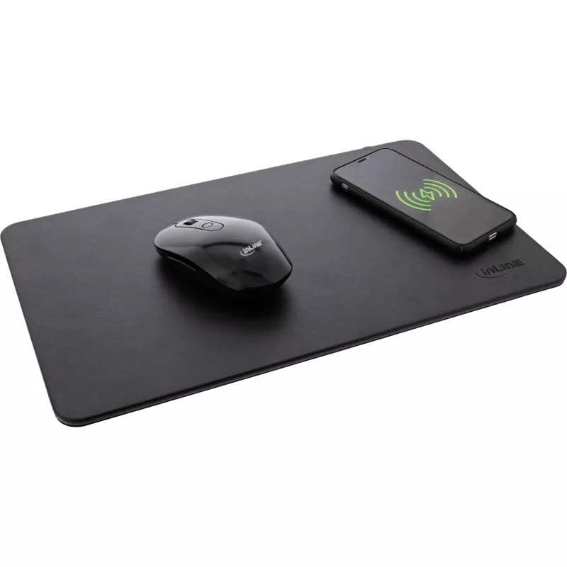Tappetino mouse InLine, ricarica wireless, 370x225x7mm, nero
