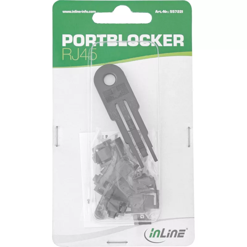 InLine RJ45-Portblocker, kit iniziale con 10 blocchi e chiave, nero