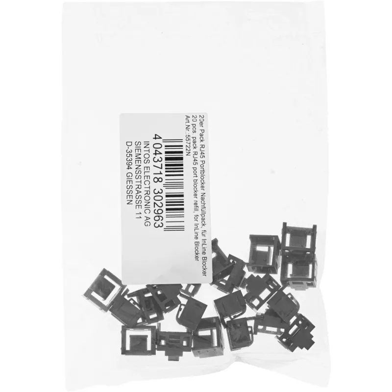 InLine RJ45-Portblocker, confezione da 20 ricambi, nero