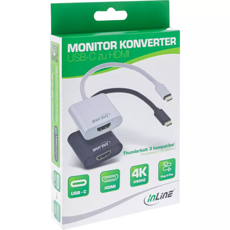 InLine convertitore display USB, connettore maschio USB-C su connettore femmina HDMI (DP Alt Mode), 4K/60Hz