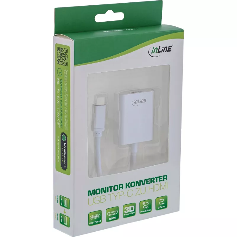InLine convertitore display USB, connettore maschio USB-C su connettore femmina HDMI (DP Alt Mode) 4K/60Hz