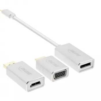 InLine set convertitore display USB 6-in-1, 4K/60Hz argento