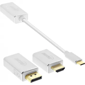 InLine set convertitore display USB 6-in-1, 4K/60Hz argento