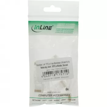 InLine Connettore modulare 10P10C da crimpare – connettore femmina Western su cavo piatto, trasparente, 10 pz.