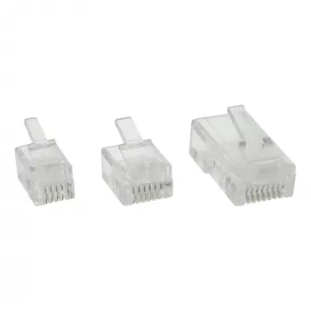 InLine Connettore modulare 6P4C RJ11 da crimpare su cavo tondo, 10 pz.