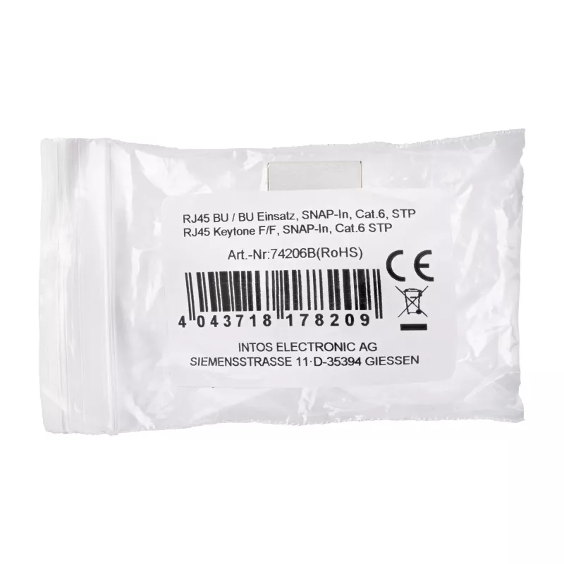 InLine Modulo RJ45 femmina-femmina SNAP-In Cat.6 STP, nero/argento