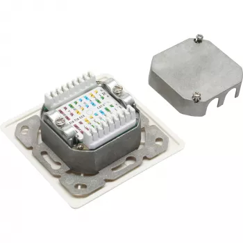 InLine Presa di connessione Cat.6 2x connettore femmina RJ45 RAL9010 bianco orizzontale