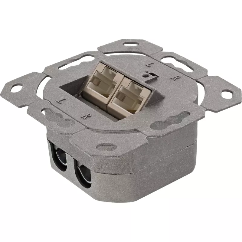 InLine 75602K Presa a muro, montaggio da parete o da incasso, 2x RJ45 verticale