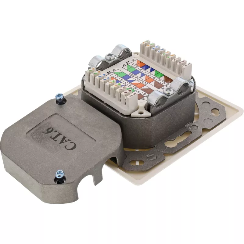 InLine 75602K Presa a muro, montaggio da parete o da incasso, 2x RJ45 verticale