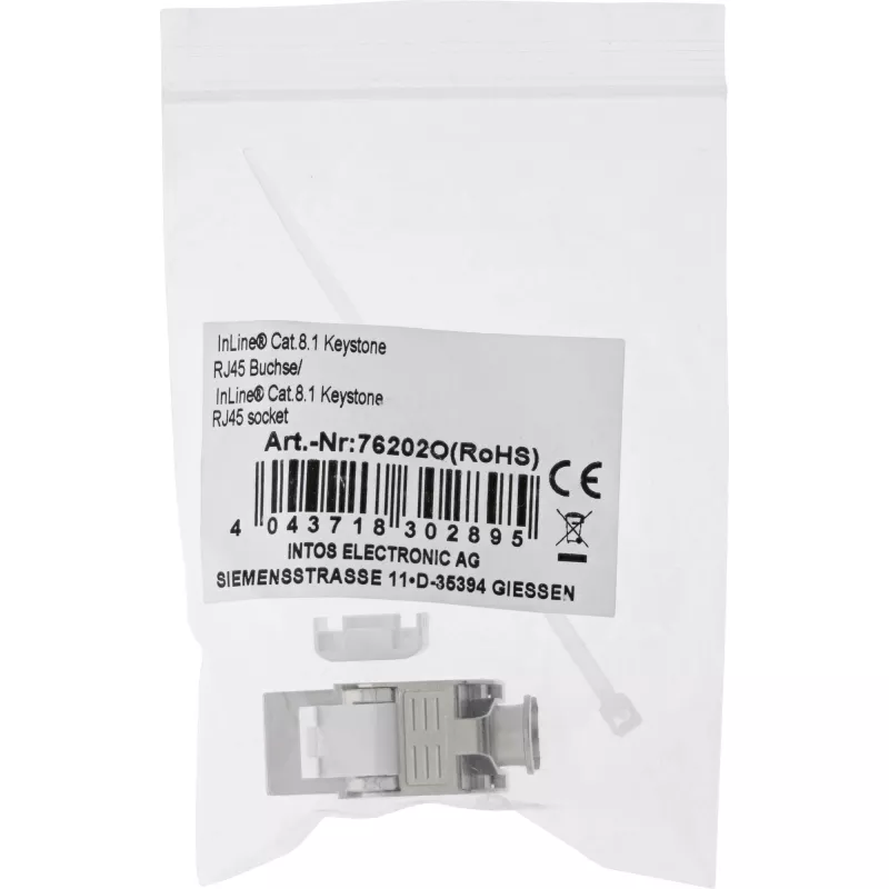 InLine Modulo Snap-In RJ45 Keystone Jack Cat.8.1 piatto metallico 1 pz.