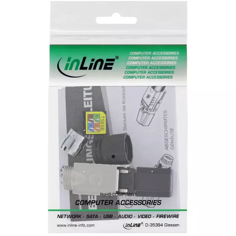 InLine connettore RJ45 Cat.6A 500MHz, assemblabile sul campo, schermato, con cappuccio a vite