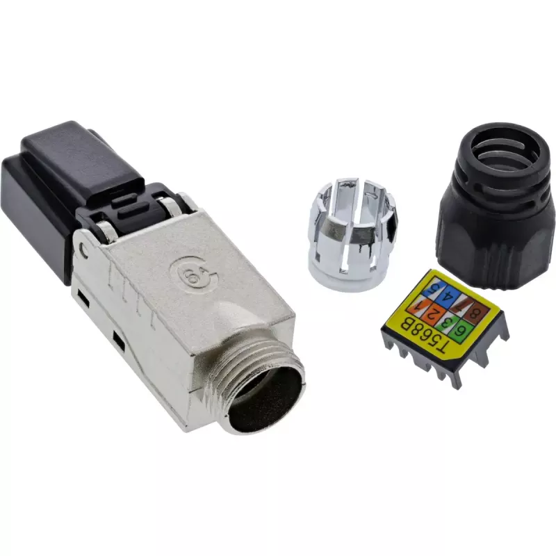 InLine connettore RJ45 Cat.6A 500MHz, assemblabile sul campo, schermato, con cappuccio a vite