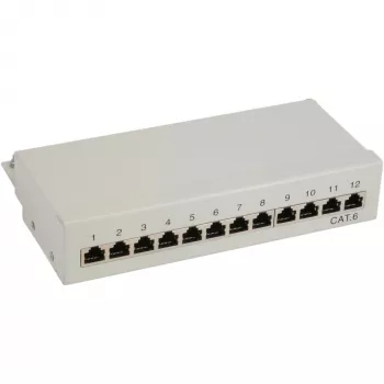 InLine patch panel Cat.6 12 porte da tavolo/parete grigio chiaro RAL7035