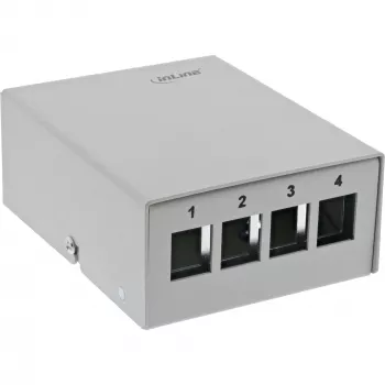 InLine scatola di consolidamento da tavolo 4x Keystone RJ45, metallo, RAL7035