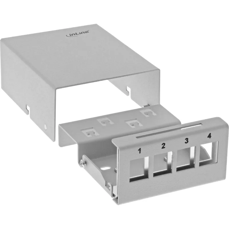 InLine scatola di consolidamento da tavolo 4x Keystone RJ45, metallo, RAL7035