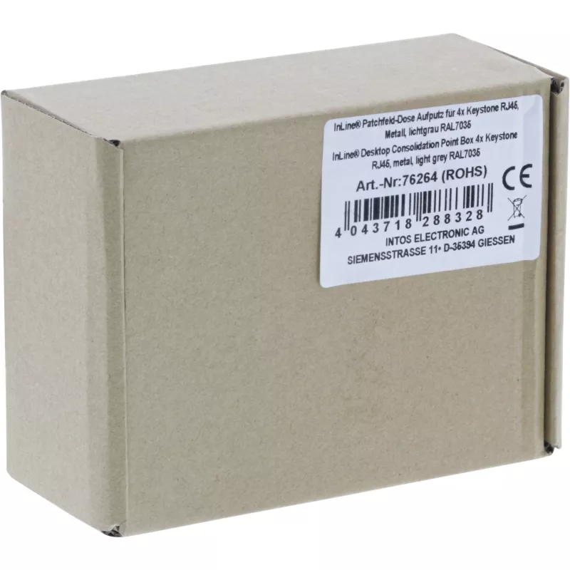 InLine scatola di consolidamento da tavolo 4x Keystone RJ45, metallo, RAL7035